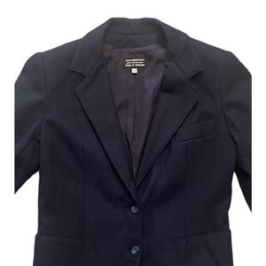 S.B.II Women’s 11/12 Virgin Wool VTG Blazer Navy Blue Button Front Shoulder Pad